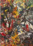 Angel Otero, All Smiles, 2019, oil paint and fabric collage on canvas