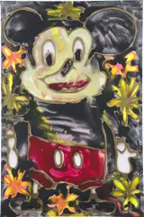 Black by Katherine Bernhardt, 2018, acrylic and spray paint on canvas, sold Mar 2023