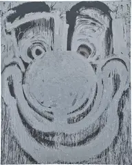 Joyce Pensato, Silver Clown, 2011, enamel and metallic paint on linen