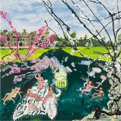 Mary Ronayne, The Secret Garden, 2022, enamel on canvas