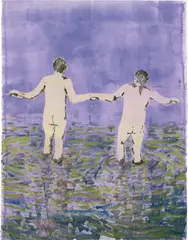 My Waves by Claire Tabouret, 2019, acrylic and ink on paper, sold Mar 2023