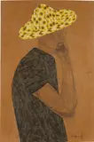 Serge Attukwei Clottey, Kwame, 2020, duct tape, graphite and cork on board