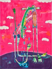 Untitled by Rafa Macarrón, 2019, mixed media on canvas, sold Mar 2023