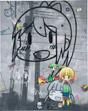 Mr., Living With This Town, 2018, acrylic and silkscreen print on canvas