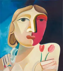 Danielle Orchard, Head with Tulips, 2020, oil on canvas