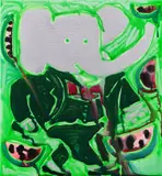 Katherine Bernhardt, Green Suit One, 2019, acrylic and spray paint on canvas