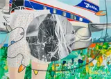 David Salle, Magic Death Rays, 2016, oil, acrylic, charcoal, and archival digital print on linen