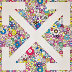 Takashi Murakami and Virgil Abloh, OUR SPOT 2, 2018, acrylic and platinum leaf on canvas mounted on aluminium frame