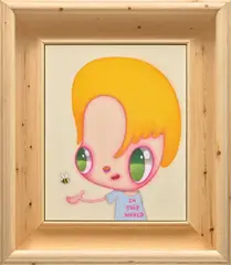 Javier Calleja, In This World, 2022, acrylic on canvas, in artist’s frame