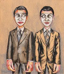 Zeng Fanzhi, Untitled from the Mask series, 1999, colour pencil and crayon on paper