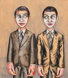 Zeng Fanzhi, Untitled from the Mask series, 1999, colour pencil and crayon on paper
