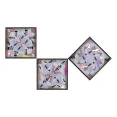 Haegue Yang, Ego-geo of the Good Life - Trustworthy #387, 2019, various security envelopes, graph paper, sand paper, laser prints and self-adhesive holographic on alu-dibond