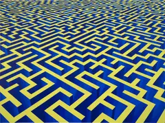 Xu Qu, Maze Dark Blue & Yellow, 2013-2014, acrylic on canvas