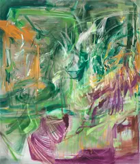 Kristy M Chan, Finding a park to nap in, 2022, oil, pigment and oil bar on linen