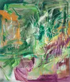 Kristy M Chan, Finding a park to nap in, 2022, oil, pigment and oil bar on linen