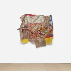 El Anatsui, Diaspora, 2012, archival dyes printed on cotton, hand stitched