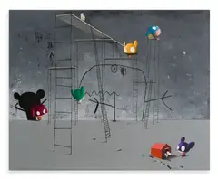 I Want to Be by Edgar Plans, 2019-2020, mixed media on canvas, sold Oct 2023