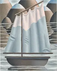 Ship in the Evening Light by Laurens Legiers, 2020, oil on canvas, in artist's frame, sold Oct 2023