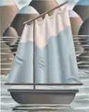 Laurens Legiers, Ship in the Evening Light, 2020, oil on canvas, in artist's frame