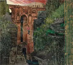 Hernan Bas, The dead line, 2011, acrylic, airbrush, block print and screen print on linen