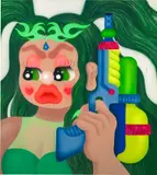 Fátima de Juan, Girls and Guns 2, 2022, acrylic and spray paint on canvas