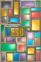 Song Dong, Usefulness of Uselessness - Rectangular Window No. 6, 2017, old wooden window, mirror, mirror panel, glass, hinge, handle, door and window bolts