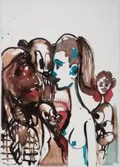 George Condo, Circus Composition, 2000, ink on paper