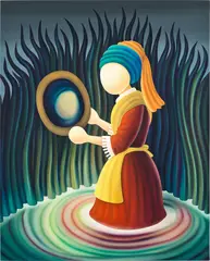 The Mirror by Jordi Ribes, 2021, oil on canvas, sold Nov 2023