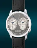 F.P. Journe, An impressive and highly sought-after limited edition platinum dual-time chronometer wristwatch with double escapement, power reserve indication and ruthenium-coated dial, numbered 2 of a limited edition of 99 pieces, Circa 2001