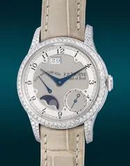 F.P. Journe, A dazzling and divine diamond-set platinum wristwatch with small seconds, date, moon phases and power reserve indication, Circa 2016