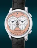 F.P. Journe, A special and mechanically impressive platinum dual-time wristwatch with double escapement, power reserve indication, "Salmon dial", guarantee and presentation box, made in commemoration of the 20th Anniversary of the Chronomètre à Résonance, Circa 2021