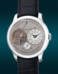 F.P. Journe, A highly sought-after and mechanically complex platinum tourbillon wristwatch with power reserve indication, dead beat seconds, constant force remontoire, guarantee and presentation box, Circa 2017