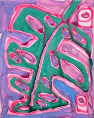 Katherine Bernhardt, Giant Philodendron with Toilet Paper, 2016, acrylic and spray paint on canvas