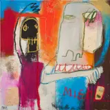 Edgar Plans, Miedo A Ser Tú (Fear of Being Yourself), 2007, mixed media on canvas