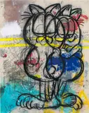 George Morton-Clark, Forget Me Not For Me, 2019, charcoal, oil, acrylic and spray paint on canvas