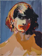 Claire Tabouret, Makeup (Orange & Shadows), 2021, Lithographic and silkscreen print
