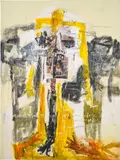 Gatot Pujiarto, Dirty Mind/ Otak Porno, 2008, thread, magazine paper, textile and acrylic on canvas