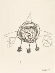 Untitled by Robert Nava, 2019, crayon, grease pencil and pencil on paper, sold Jun 2023