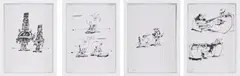 James Jarvis, Four Works: (i) Untitled (ii) Untitled (iii) Untitled (iv) Untitled, 2014 - 2016, marker on paper mounted on wood panel