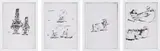 James Jarvis, Four Works: (i) Untitled (ii) Untitled (iii) Untitled (iv) Untitled, 2014 - 2016, marker on paper mounted on wood panel