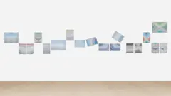 Haegue Yang, Over the Waves and Trails – Trustworthy #87 - #104, 2011, security envelopes and graph paper on cardboard, in 18 parts
