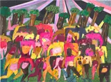 Andrea Joyce Heimer, We Wanted to See a UFO, 2021, marker and oil pastel on paper