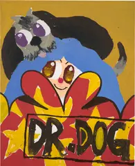 Edu Carrillo, Dr. Dog, 2022, acrylic, oil, oil stick and spray paint on canvas