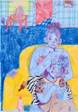 Brianna Rose Brooks, Blue Evening With Auntie, 2017, coloured pencil on paper