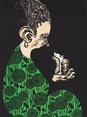 Proximity II by Sanya Kantarovsky, 2016, woodcut in colours on BFK Rives paper with full margins, sold Sep 2023