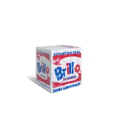 Madsaki, Brillo Soap Pads Box II (i inspired by Andy Warhol), 2019, wood box, stenciled acrylic paint