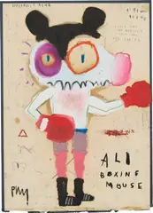 Edgar Plans, Ali Boxing Mouse, 2017, mixed media on paper