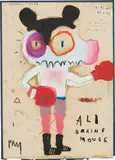 Edgar Plans, Ali Boxing Mouse, 2017, mixed media on paper