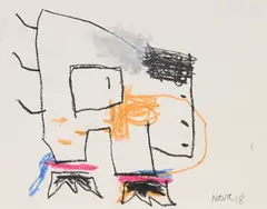 Untitled by Robert Nava, 2018, mixed media on paper, sold Feb 2023