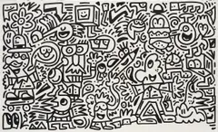 Sam Cox, Untitled (50 Hour Doodle Marathon), 2017, acrylic on board